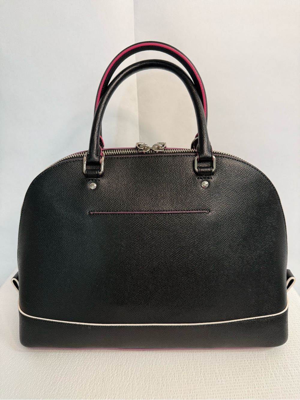 Coach Black Leather Satchel with Pink Trim - Dome Satchel - Picture 4 of 15